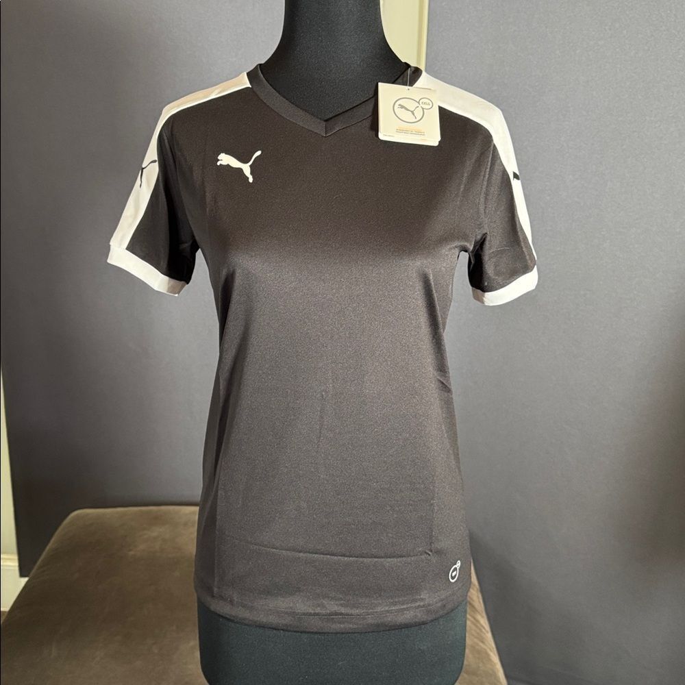 Women’s Puma Short Sleeve T-Shirt Crew Neck Black and White Dry Cell X-Small NWT